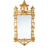 A Chinese Chippendale style carved gilt wall mirror,