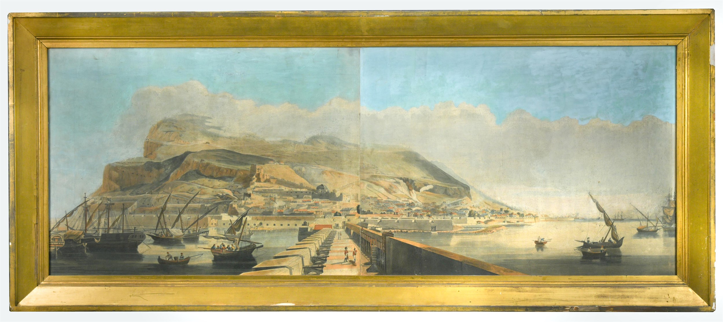 J B Harraden (British, fl. 1801-1815) after Henry Aston Barker (1774-1856) 'Of a View of Gibraltar,