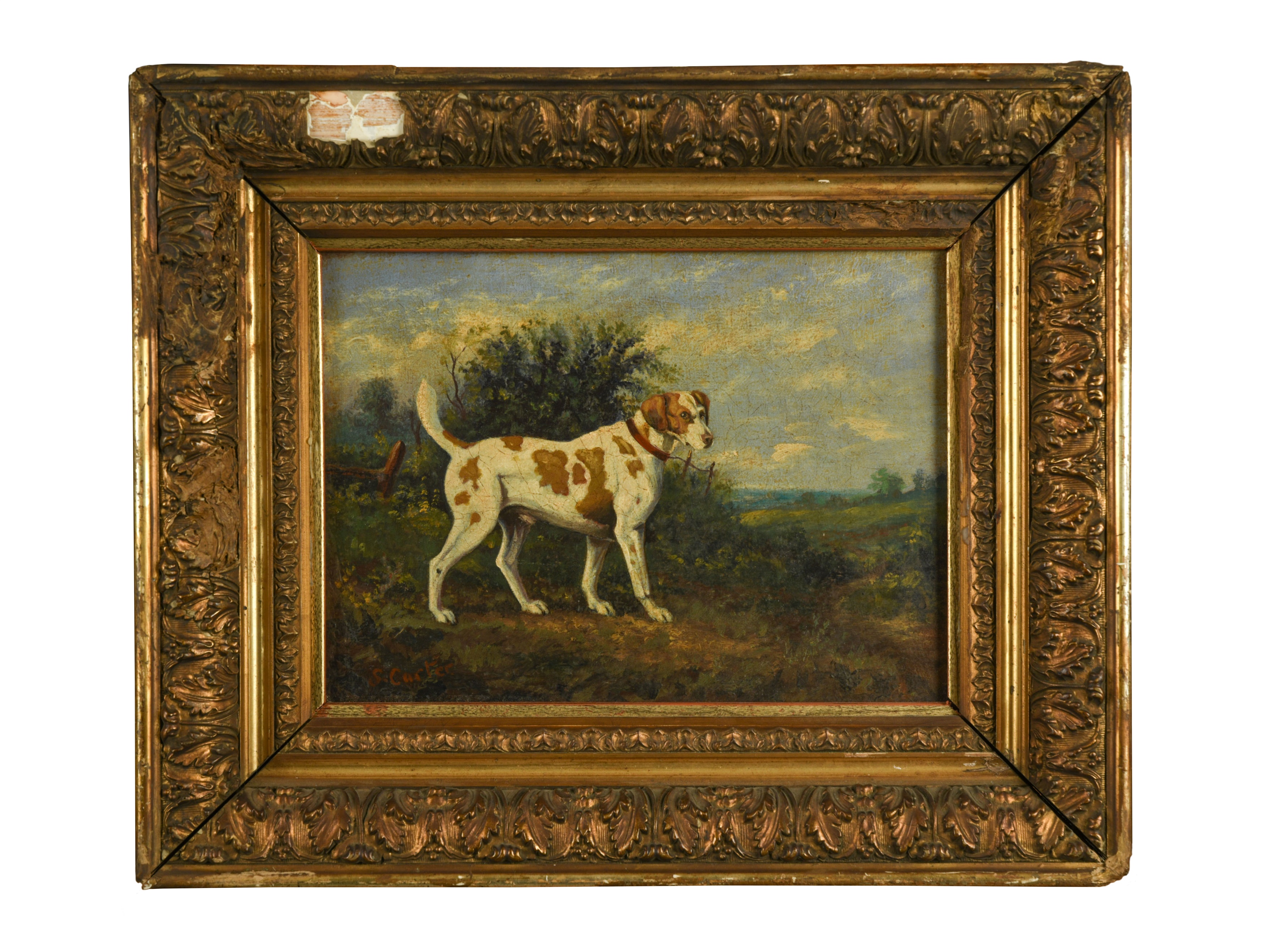 Attributed to Samuel John Carter (British, 1835-1892) Study of a pointer in a landscape