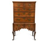 A George II oak chest on stand,