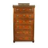 A 19th century French mahogany and brass mounted chest of drawers,