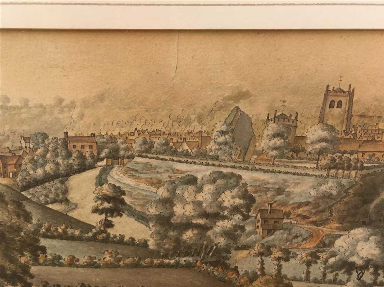 English School, mid-18th Century A Panoramic view of Bridgnorth, Shropshire, with Sportsmen and - Image 5 of 9