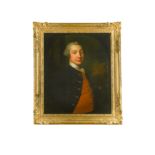 Frans van der Mijn (Dutch, 1719-1783) Portrait of a gentleman, half length, in a dark blue jacket,