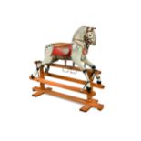 A 20th century painted wood rocking horse on stand,