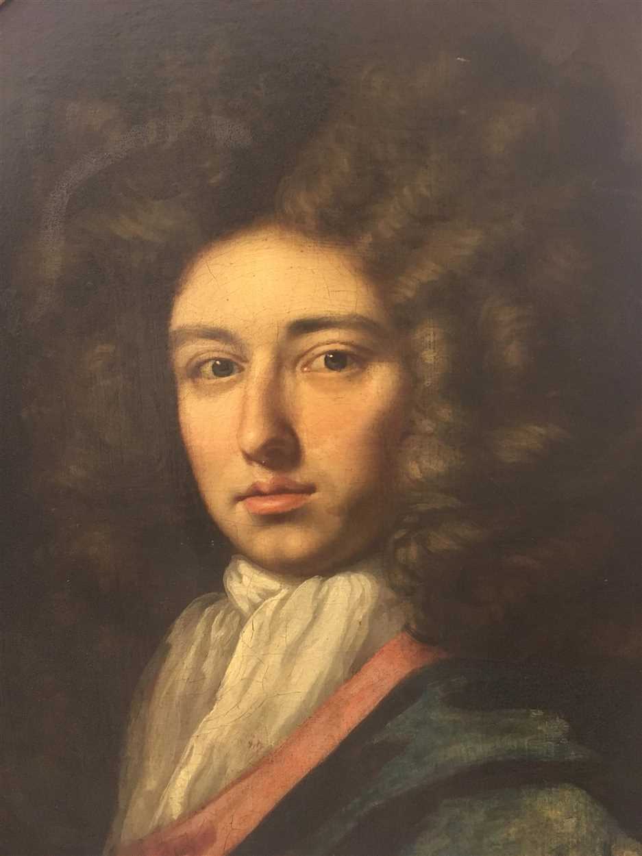 Attributed to John Closterman (German 1660-1711) Portrait of a gentleman, half length, in a blue - Image 7 of 7