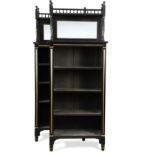 A pair of 19th century Aesthetic period ebonised and parcel gilt bookcases,