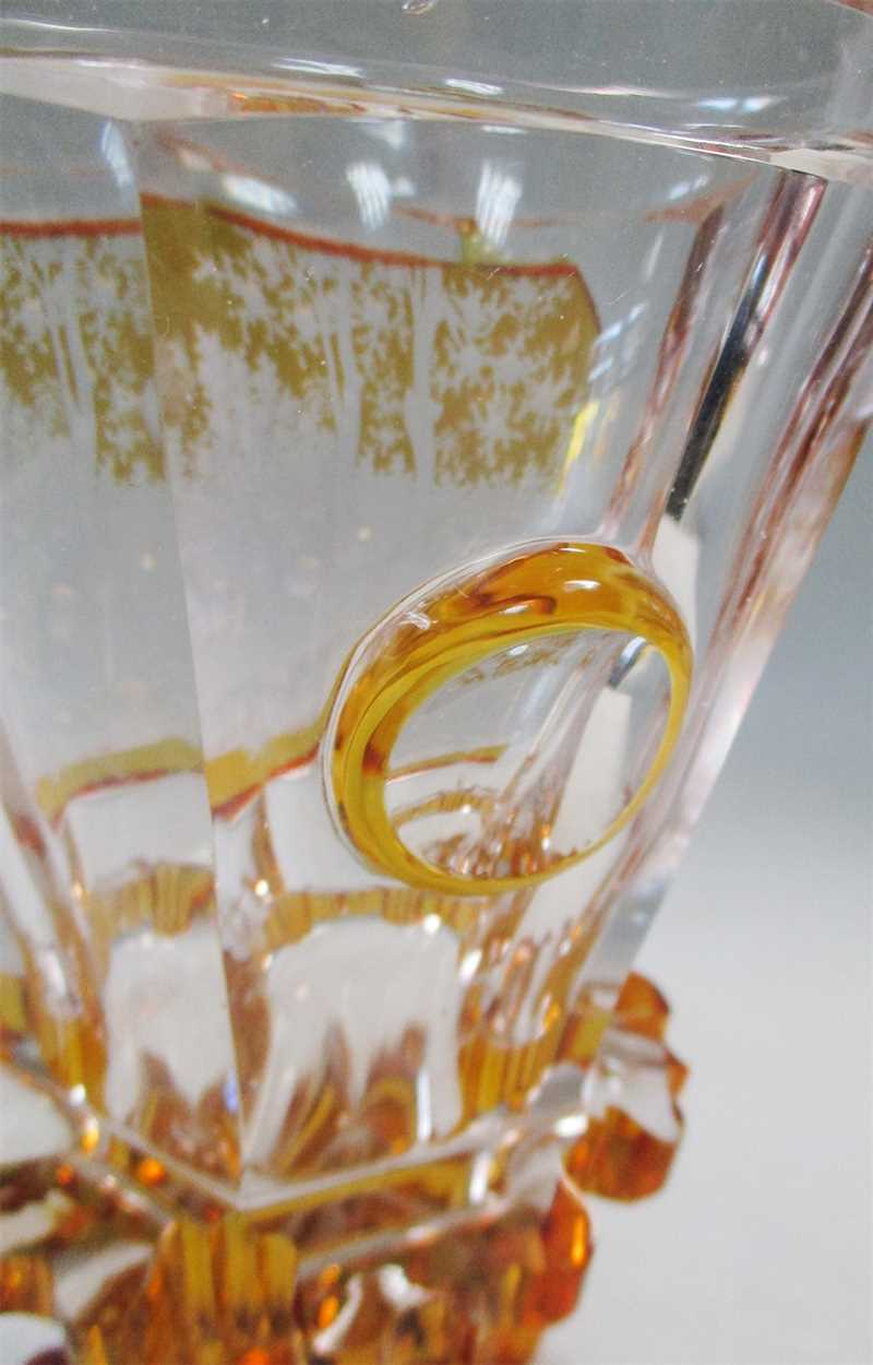 A 19th century Bohemian amber glass goblet, - Image 4 of 6
