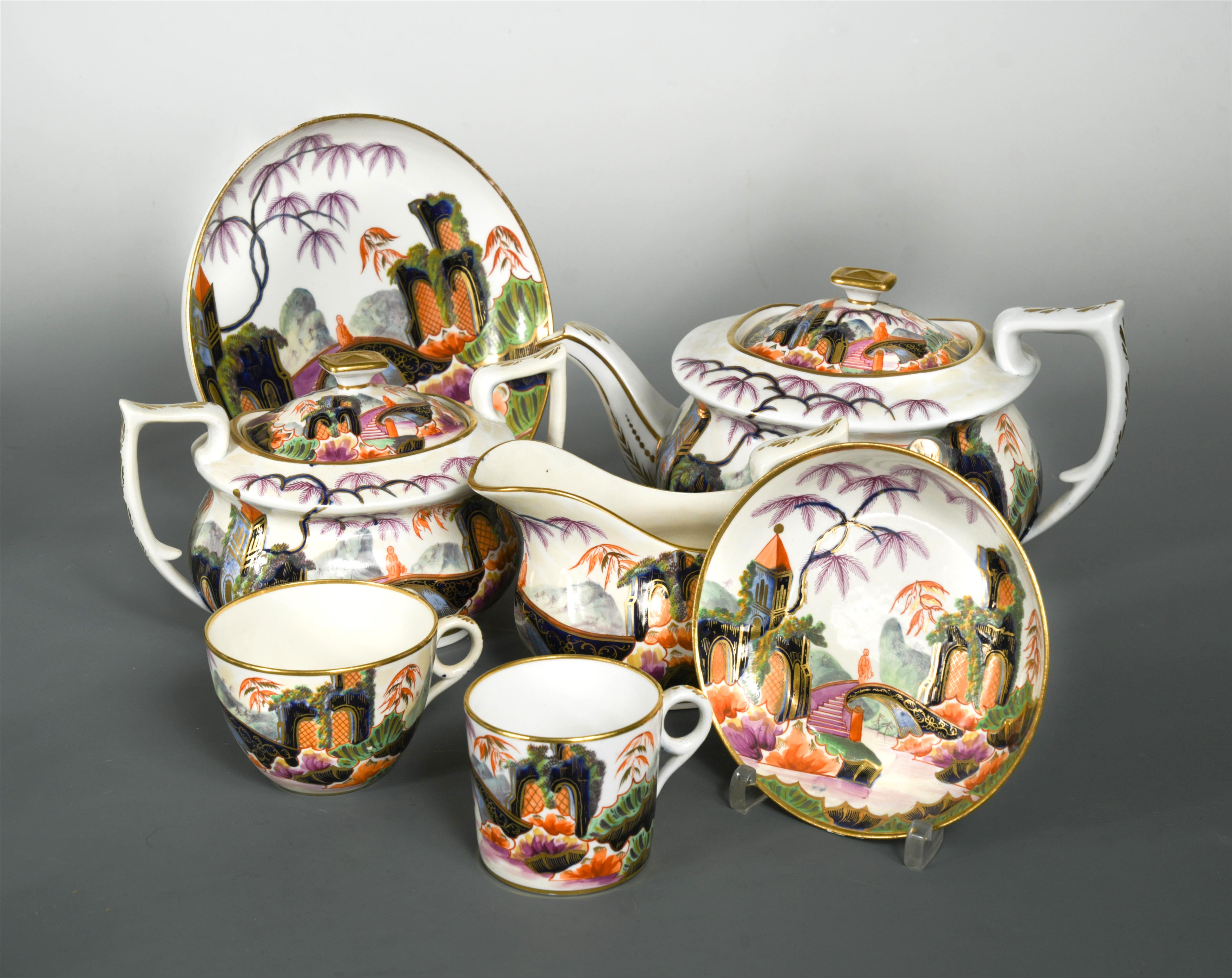 A 19th century Minton porcelain imari tea service, pattern 816,