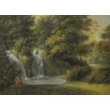 Attributed to Louis Bélanger (French, 1756-1816) Waterfall in a wooded park