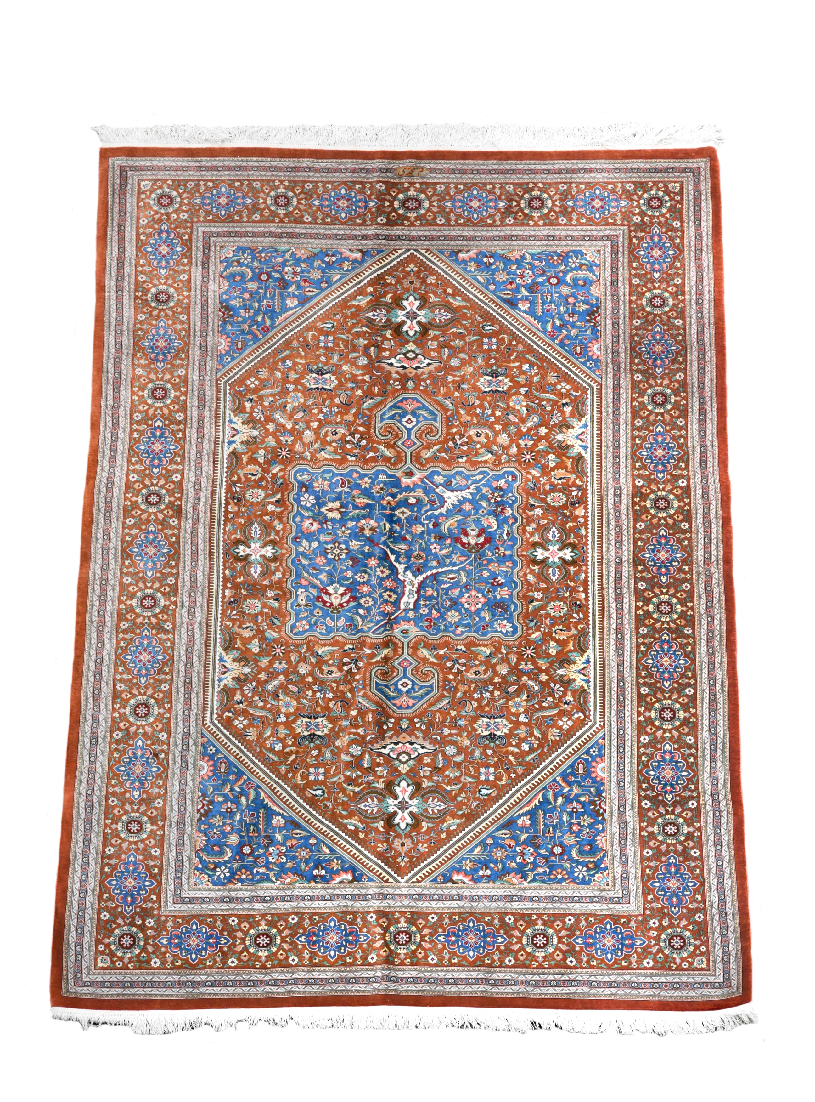 A small North West Persian silk rug,