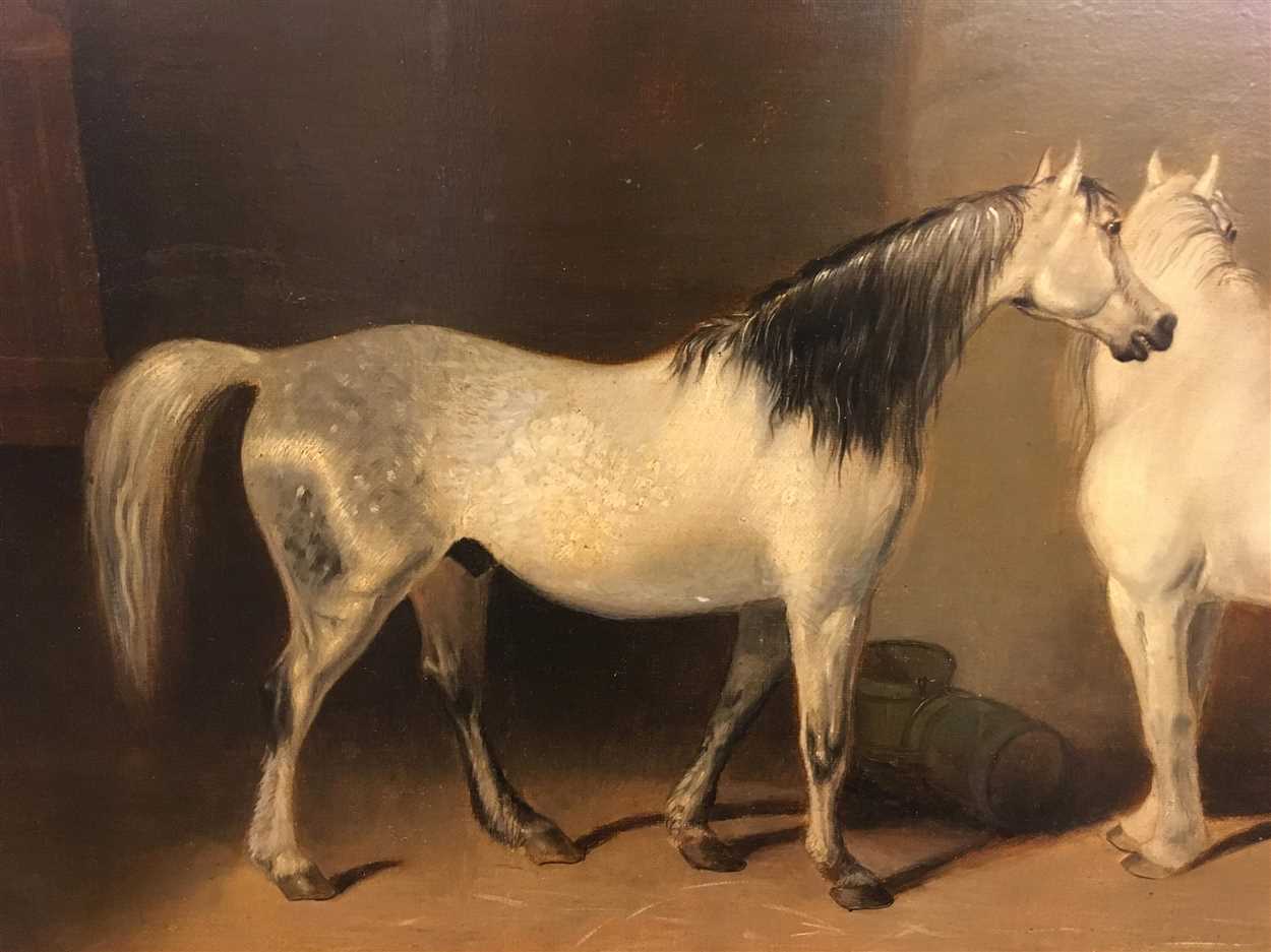 Abraham Cooper, RA (British, 1787-1868) Two greys in a stable - Image 5 of 7