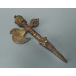 Tibetan Khatvanga bronze ritual axe,