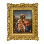 A 19th century KPM Berlin porcelain plaque of the Holy Family, The Holy Family with St John the