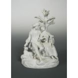 A bisque porcelain figure group, possibly Sevres,