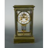 A French four glass mantel clock,