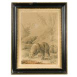 Johann Melchior Roos (German, 1663-1731) Three bears in an Alpine landscape