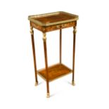 A French Empire style walnut and kingwood banded side table,