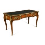 A Louis XV style ormolu mounted kingwood andparquetry bureau plat