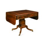 A Regency rosewood and brass inlaid pedestal sofa table,