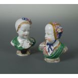 A composed pair of Meissen portrait busts of the Bourbon children,