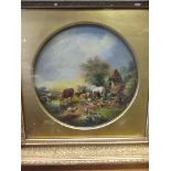 Circle of George Lara (British, fl. 1862-1871), A Farmyard scene with livestock, oil on panel,