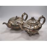 Two George IV silver teapots,
