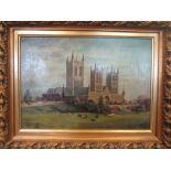 H W J Brewer (British, 19th century) 'Lincoln Cathedral', signed with initials and dated '97', oil