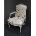 A French painted frame open armchair