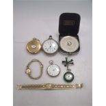 A collection of wristwatches and pocket watches,