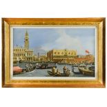 A contemporary oil painting of the Bacino, Venice, in the manner of Canaletto by a Russian artist,