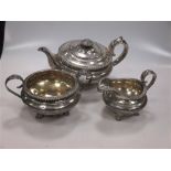 A 19th century silver three piece tea set