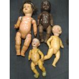 A collection of four dolls includingan Armand marseille bisque headed 'dream' doll, a Hembach