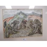 Vera Cunningham (British, 1897-1955) 'Stooks', watercolour and gouache, 28 x 58cm; attributed to
