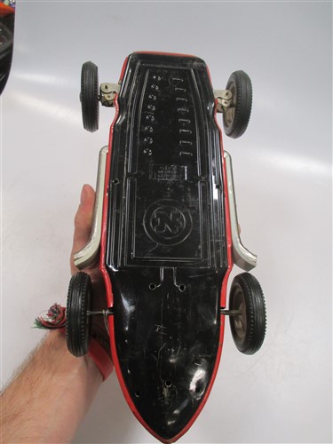 A West Germany Mercedes friction drive tinplate race car - Image 5 of 7