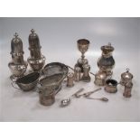 A collection of silver miniature condiments
