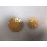 A 1881 USA Ten dollar gold and a 1911 Indian head $5 gold coin (2)