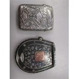 Equestrian interest - two very unusual vesta cases, the first of silver and featuring four