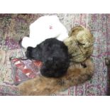 Three Russian fur hats together with two animal skin handbags, four fur collars and a ladies fur hat