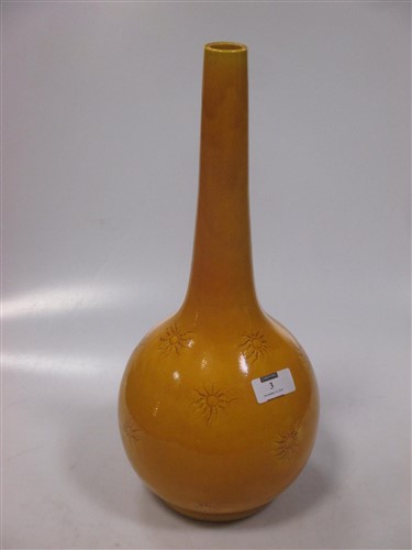 A Burmantofts yellow glazed bottle vase