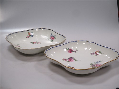 A pair of late 18th century Sevres shaped squared plates