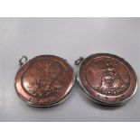 Four George III cartwheel pennies adapted to become two novelty vesta cases, retailed by Barrett &