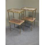 A pair of brass gallery side tables, both 67 x 40 x 26cm