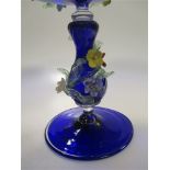 A set of four Murano blue glass comports,