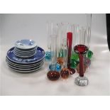 13 glass bud vases,