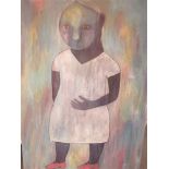 Richard Kimathi (manner of Picasso?) - Portrait of young girl standing, signed l.r. and dated 2012