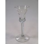 An 18th century Dutch Jacobite engraved wine glass (Foot ground)