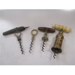 Four 19th century corkscrews