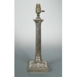 An Edward VII silver table lamp base,