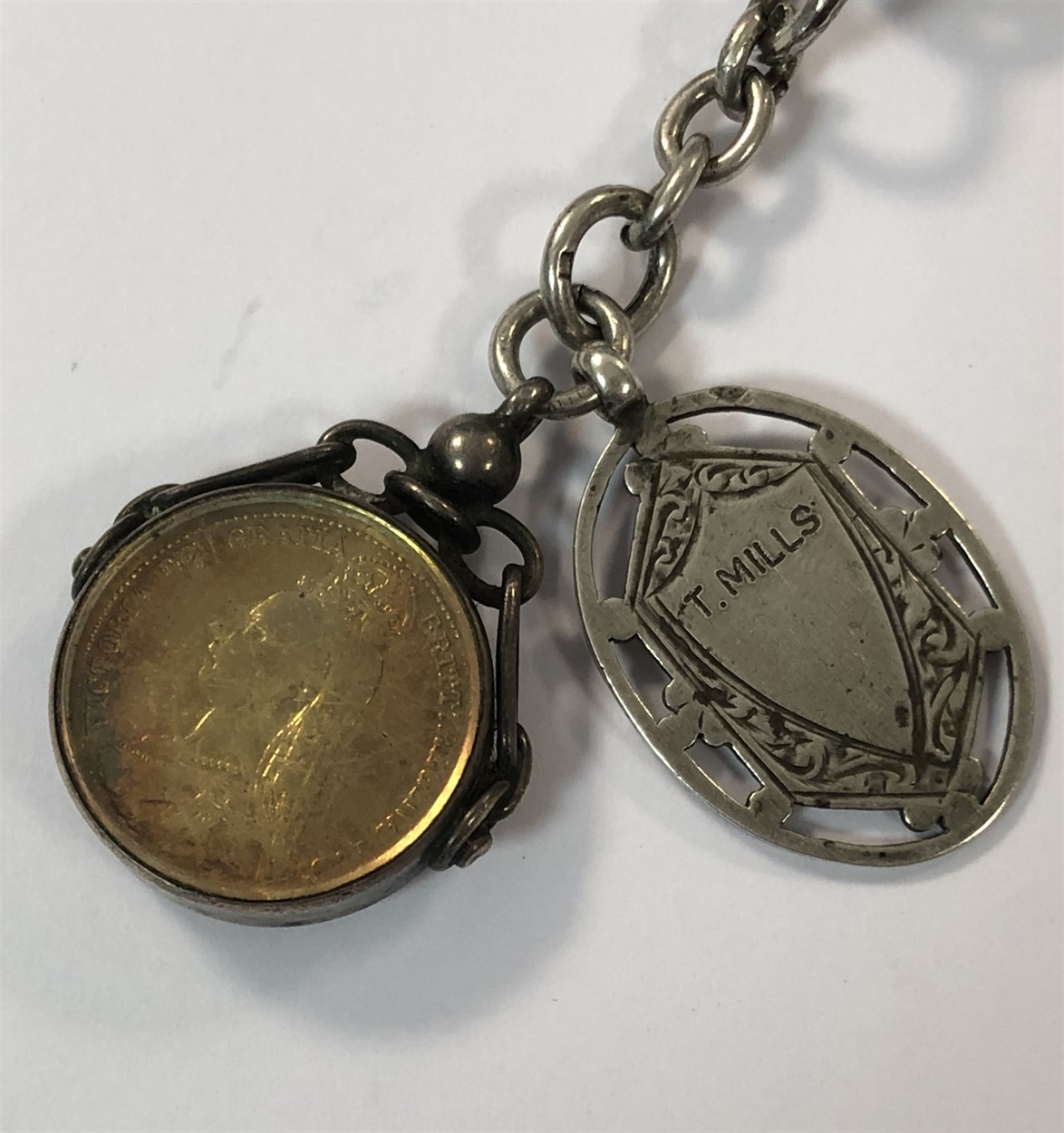 Schild & Cie - A George V silver Hebdomas 8 day open faced pocket watch and chain, - Bild 10 aus 12