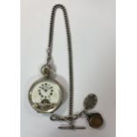 Schild & Cie - A George V silver Hebdomas 8 day open faced pocket watch and chain,
